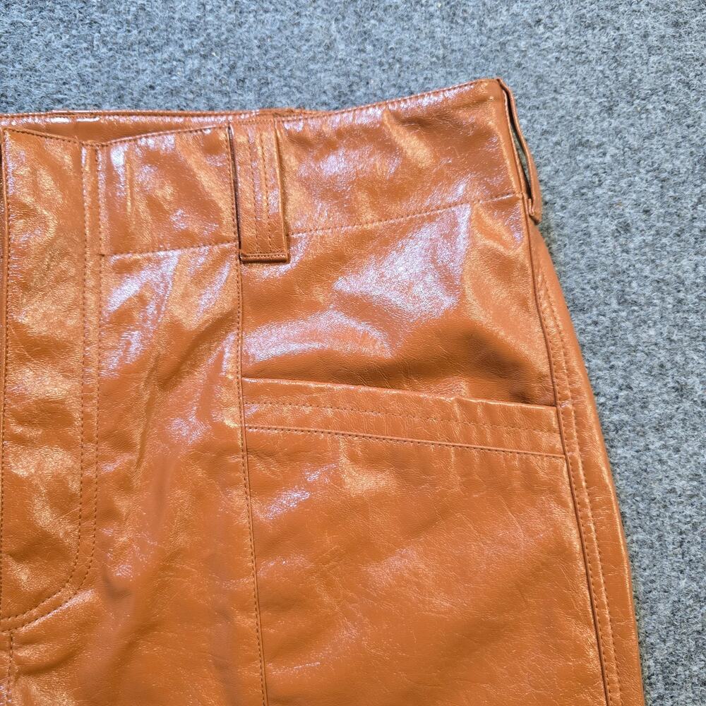 Free People Pants Womens Size 10 Brown Faux Leather Wide Leg Flat Front Casual - Picture 3 of 12